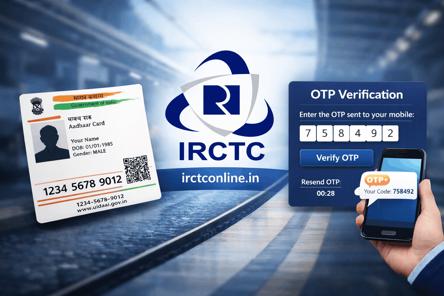 IRCTC Aadhaar Authentication and OTP Verification Process
