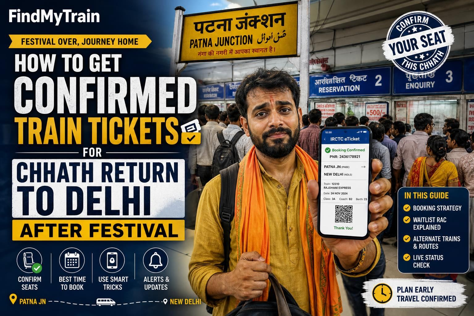 How to Get Confirmed Train Tickets for Chhath Return to Delhi After Festival