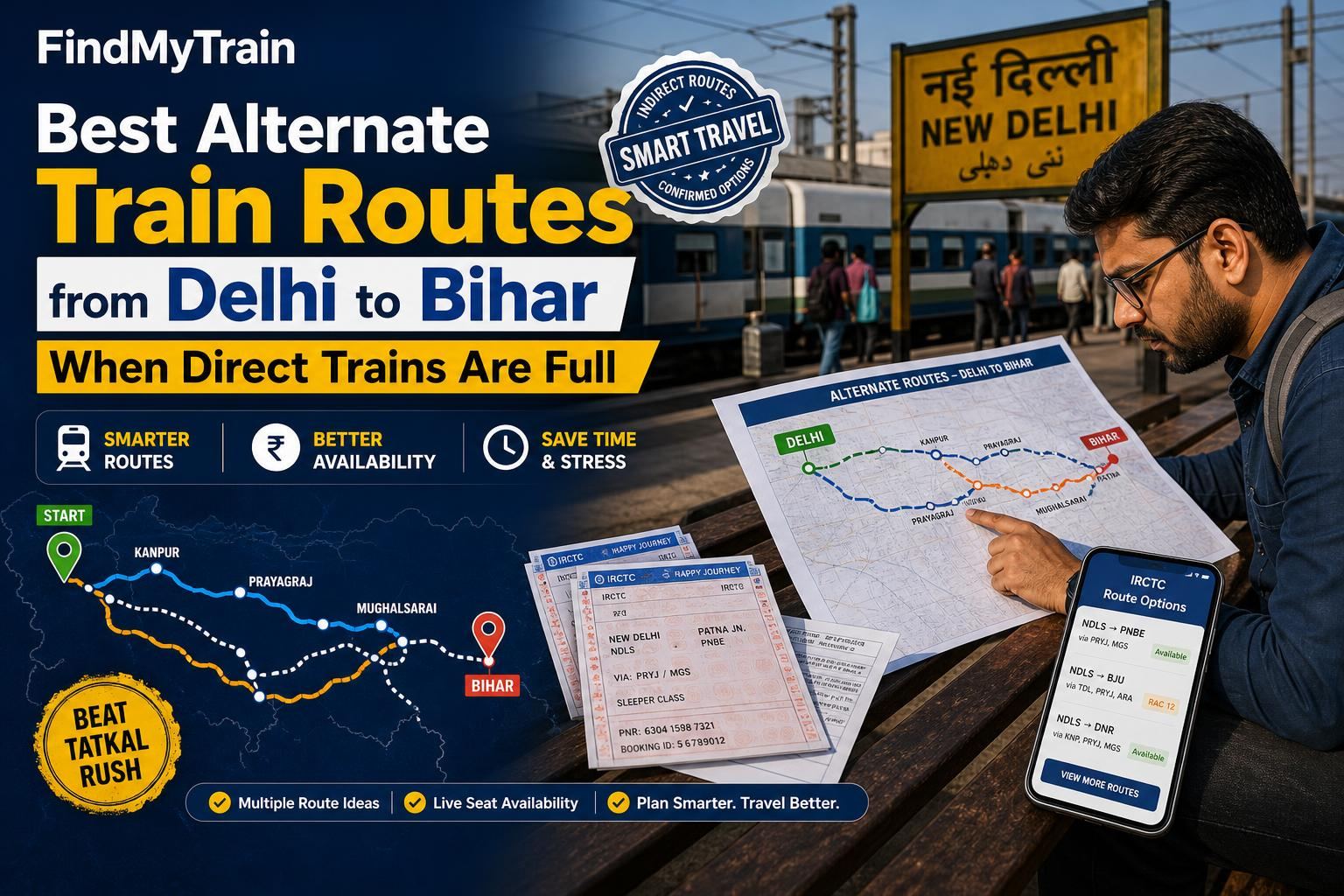 Best Alternate Train Routes from Delhi to Bihar When Direct Trains Are Full