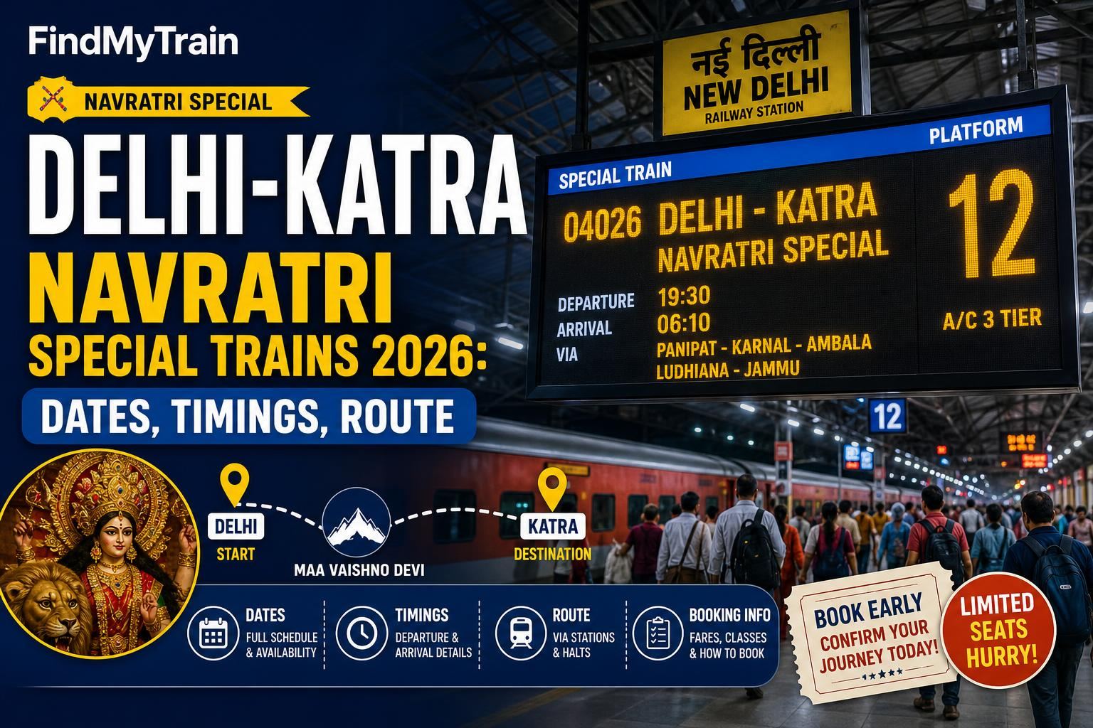 Delhi-Katra Navratri Special Trains 2026: Dates, Timings, Route
