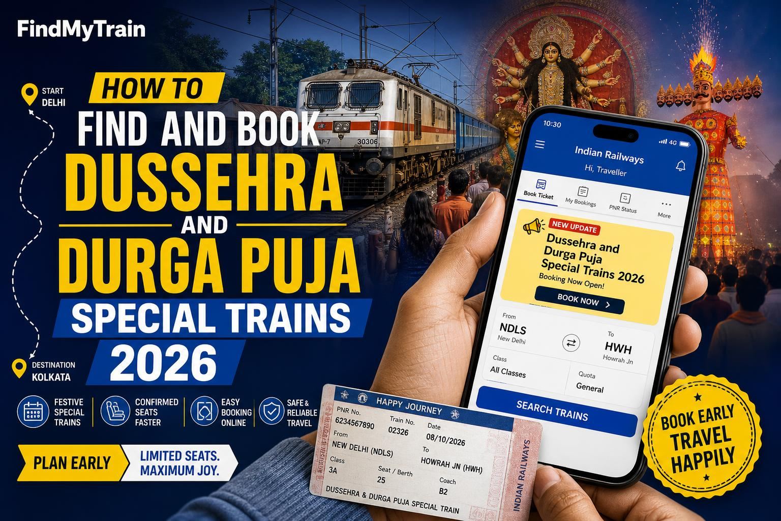 How to Find and Book Dussehra and Durga Puja Special Trains 2026