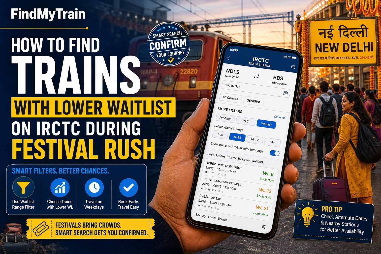 How to Find Trains with Lower Waitlist on IRCTC During Festival Rush