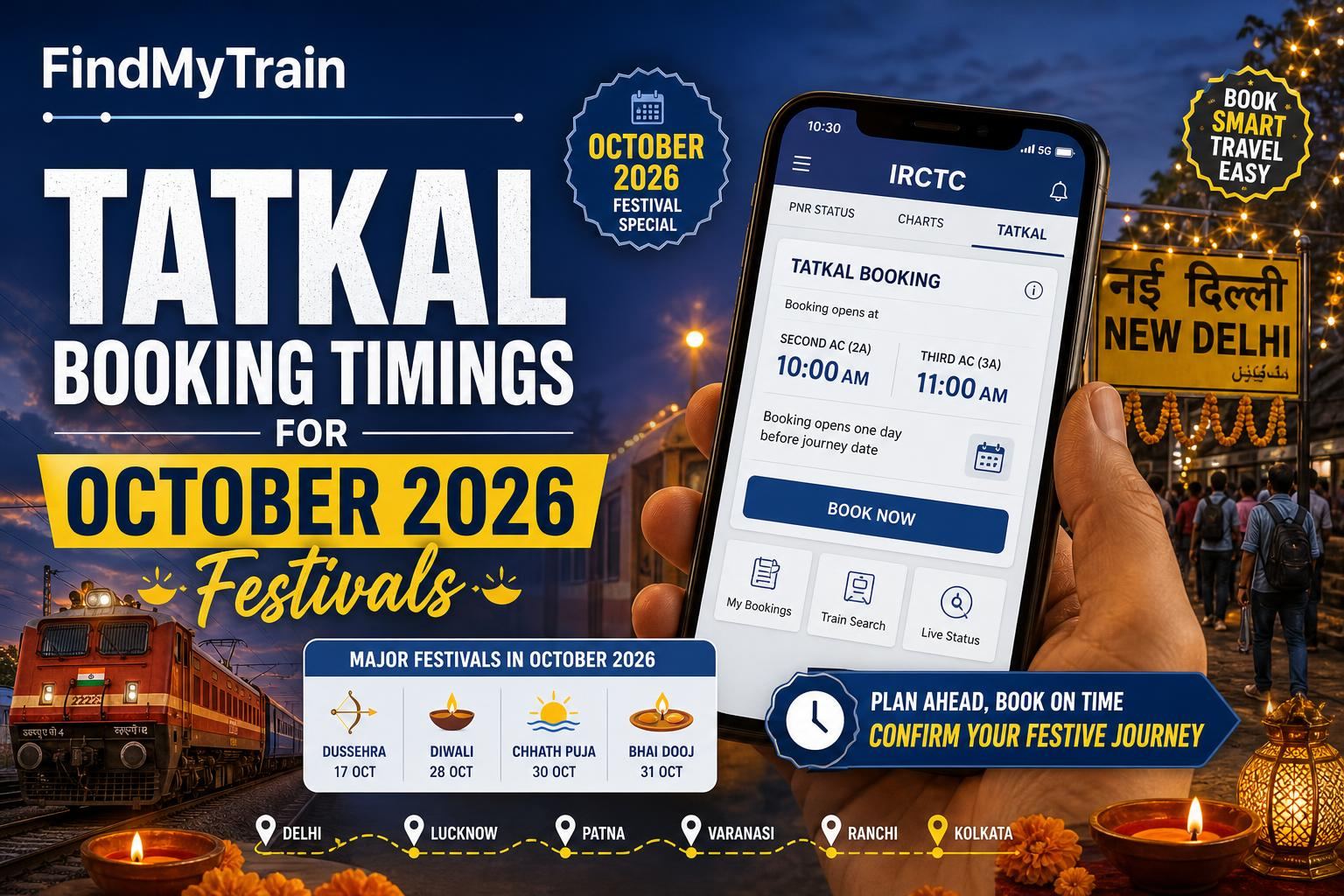Tatkal Booking Timings for October 2026 Festivals
