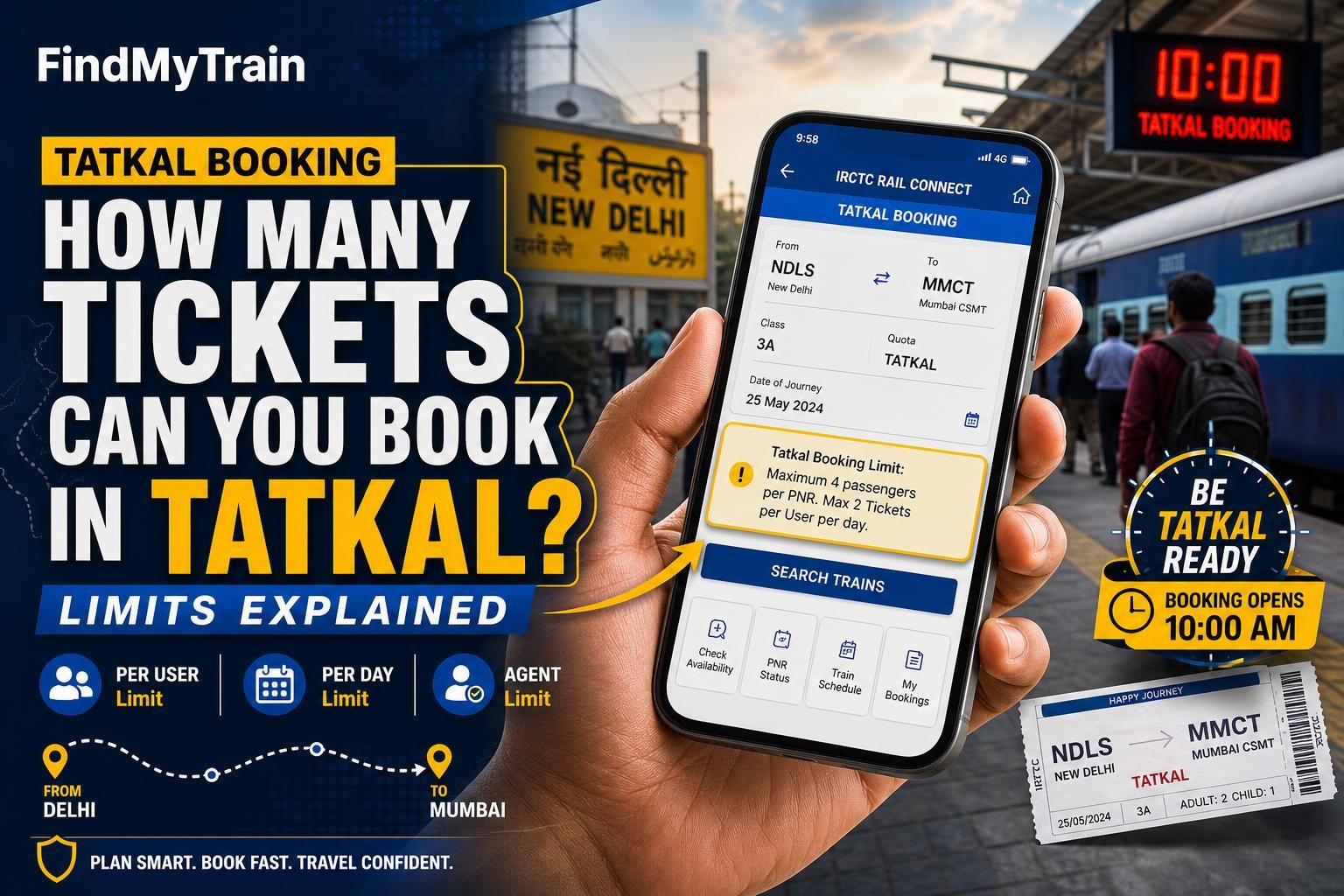 Tatkal Ticket Booking Limits - Passengers, Daily and Monthly Caps